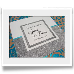 Hand Crafted with glitter and ribbon invitation
