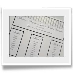 Hand Crafted canvas table seating plan with glitter trim