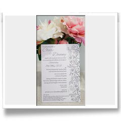 Soft pink and silver rectangle graphic design invitation