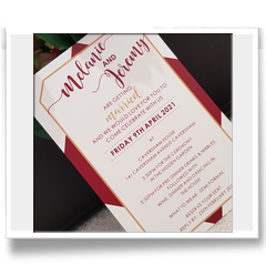 Burgundy and gold theme rectangle graphic design invitation