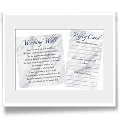Silver grey marble theme rectangle graphic design wishing well and reply card