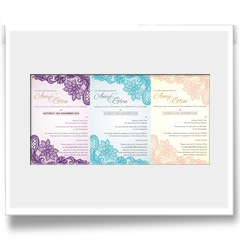 Lace effect wedding invitation in many colours