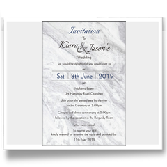 Silver grey marble theme rectangle graphic design invitation