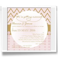 Pink and gold chevron design invitation