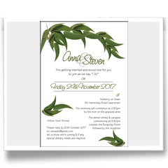 Gum leaves rustic feel invitation