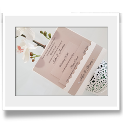 Hand crafted pocket to hold invitation RSVP and Wishing well card