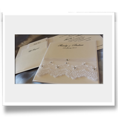 Hand Crafted with lace and ribbon invitation