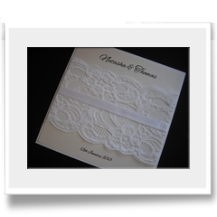 Hand Crafted with lace and ribbon invitation