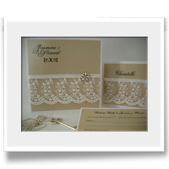 Hand Crafted with lace and ribbon invitation