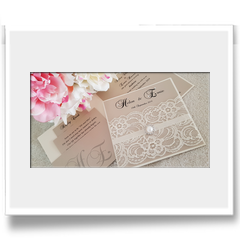 Hand Crafted with lace and ribbon invitation