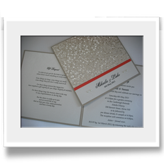 Hand Crafted with embossed effect and ribbon invitation