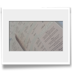 Hand Crafted Personalised DL Menus with embossed trim