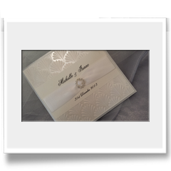 Hand Crafted with embossed effect and ribbon invitation