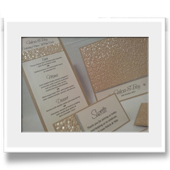 Hand Crafted with embossed effect and ribbon invitation