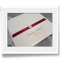 Hand Crafted with embossed effect and ribbon invitation