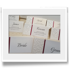 Hand Crafted with embossed effect and ribbon invitation