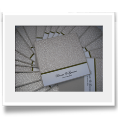 Hand Crafted with embossed effect and ribbon invitation