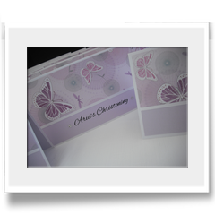 christening invitation card, soft lilac colours