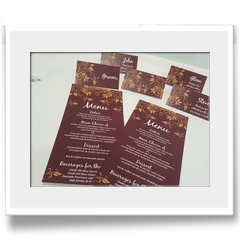 Wedding menus, table cards