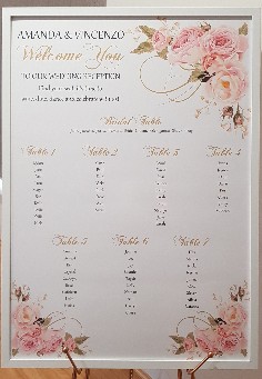 table seating plan graphic design full colour A1 size framed